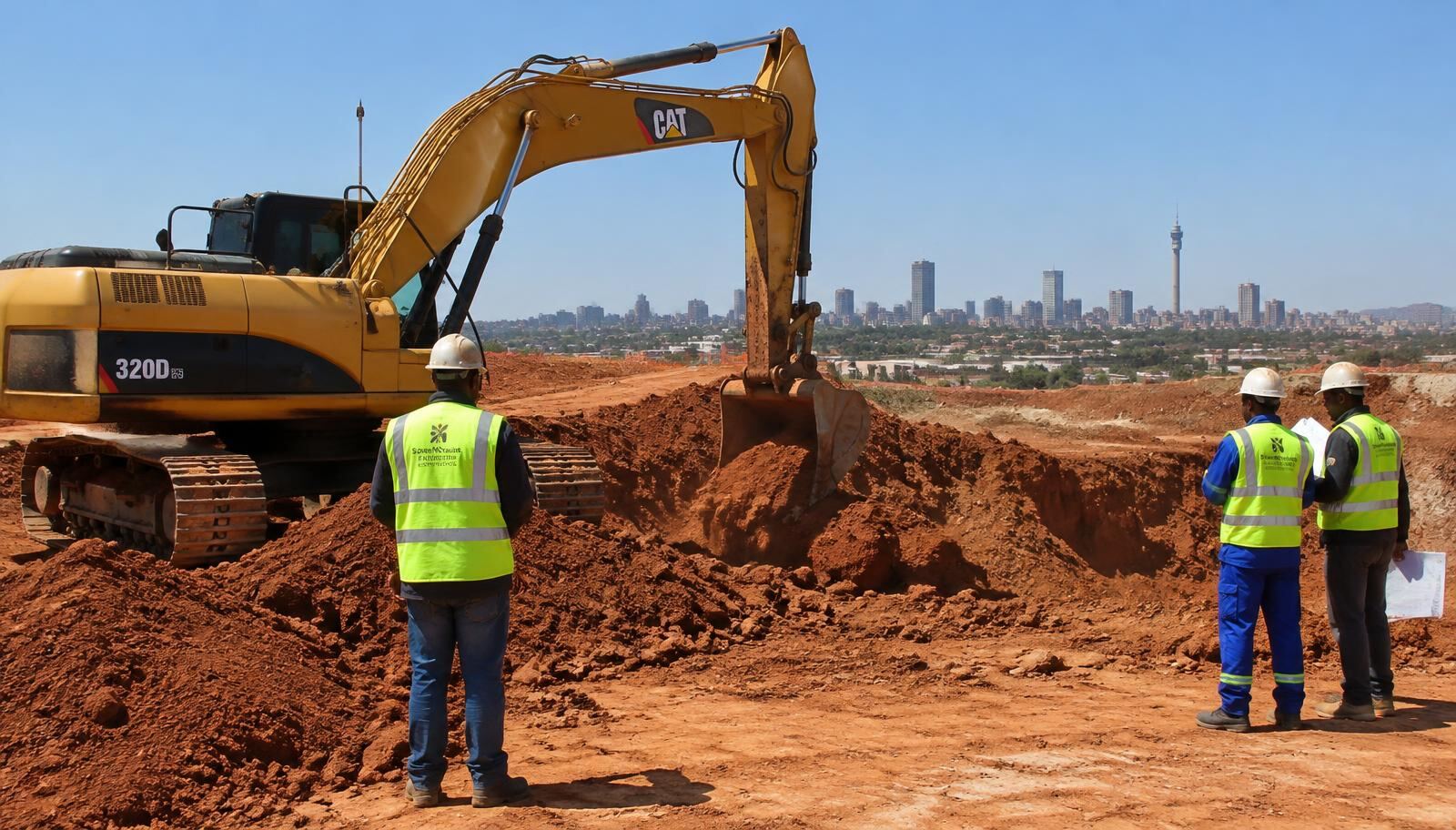 Contractors on a construction site near Johannesburg
